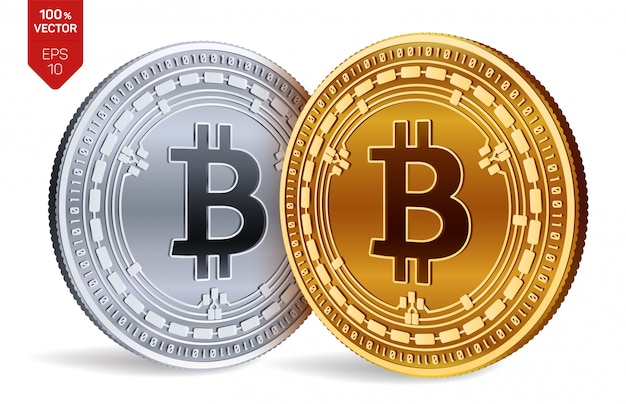 Cryptocurrency golden and silver coins with Bitcoin Cash symbol isolated on white background.