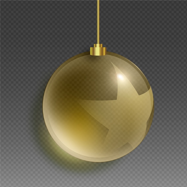 Free vector crystal christmas ball in golden shades and star