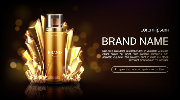 Crystal cosmetics spray bottle banner.