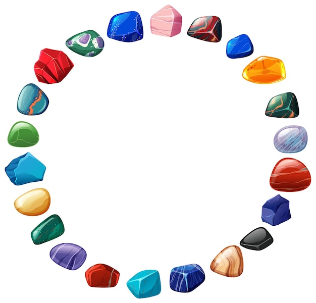 Free Vector crystal gemstones round frame