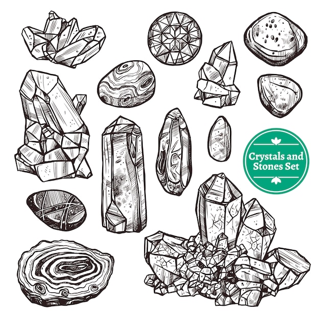 Free Vector crystals and stones set