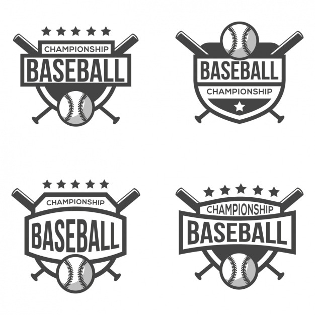 Free Vector cuatro logotipos para béisbol  