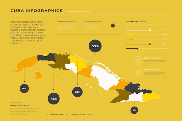 Cuba map infographic in flat design