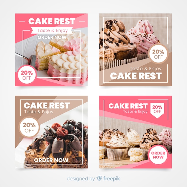 Free Vector culinary instagram post collection with image