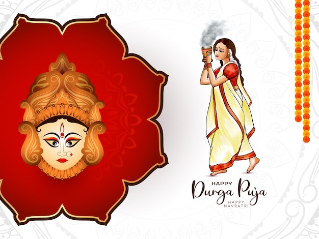 Free Vector cultural happy navratri and durga puja festival decorative background vector