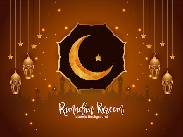 Free Vector cultural islamic ramadan kareem crescent moon background vector