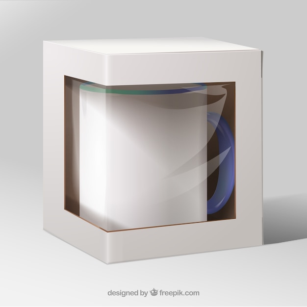 Cup packaging in realistic style