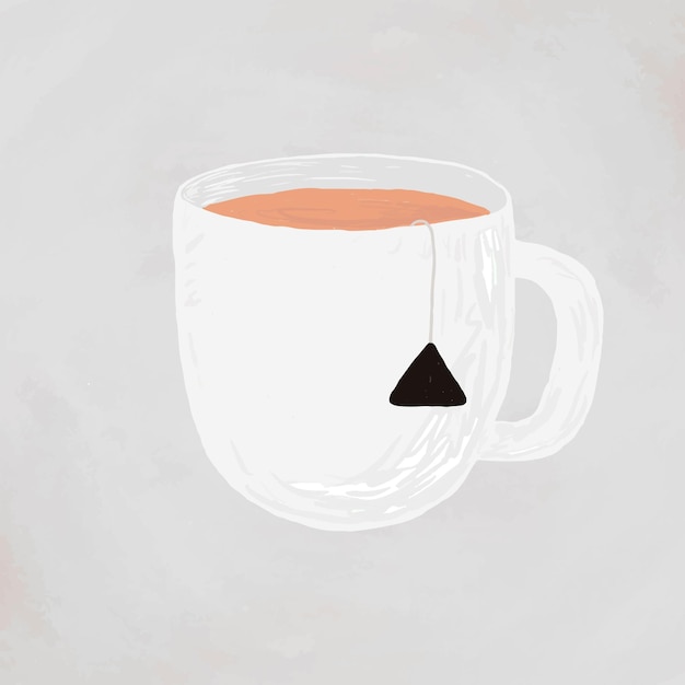 Free Vector cup of tea element vector cute hand drawn style