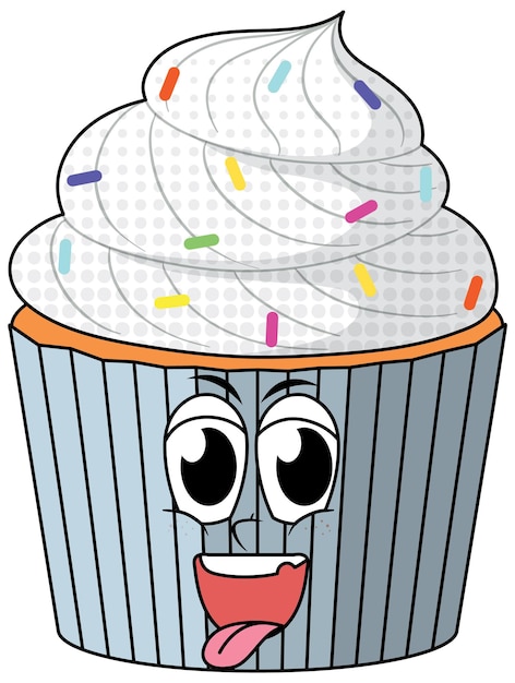 Free Vector a cupcake cartoon character on white background