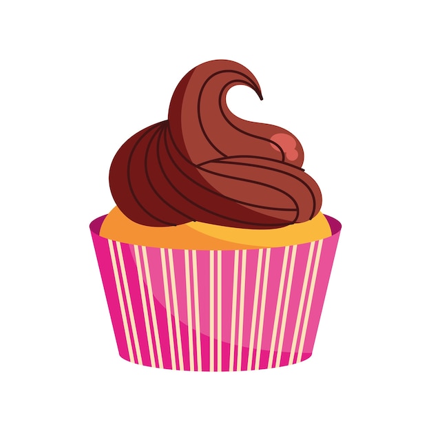 Free Vector cupcake with chocolate glaze