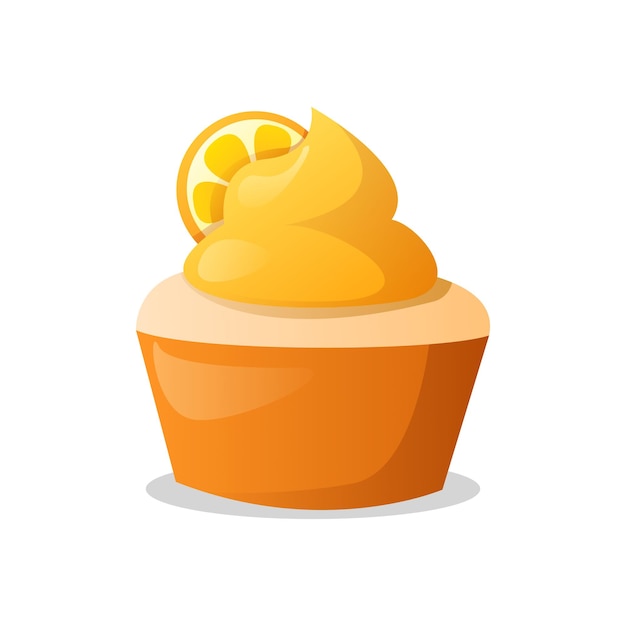 Free Vector cupcake with a lemon on the top