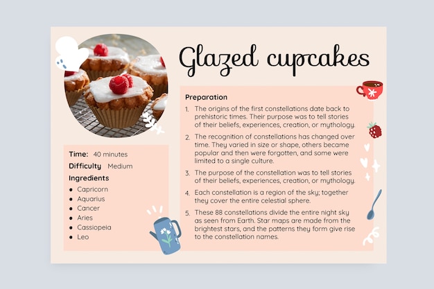 Cupcakes recipe design template