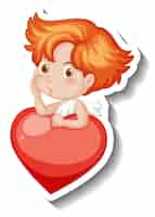 Free vector cupid boy with heart in cartoon style