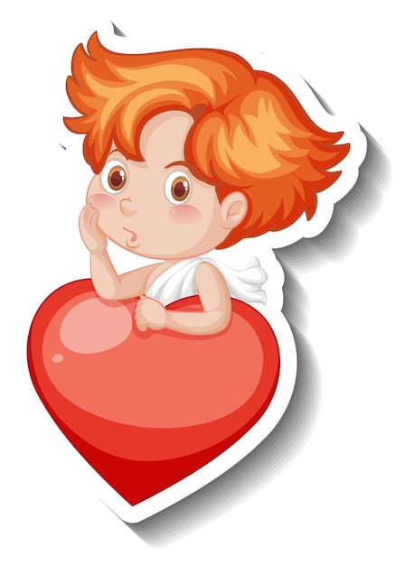 Free Vector cupid boy with heart in cartoon style