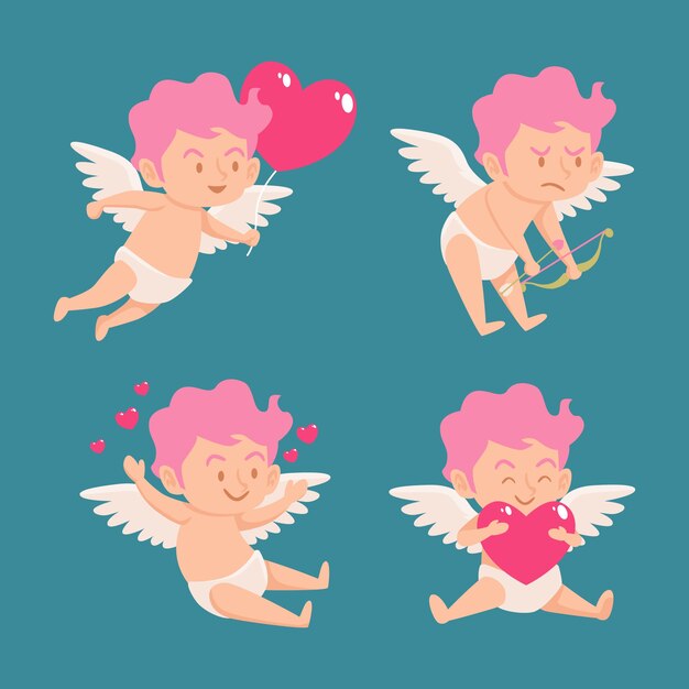 Cupid character collection in flat design