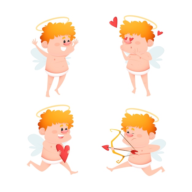 Cupid character collection in flat design