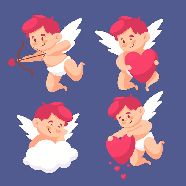 Cupid character collection in flat design