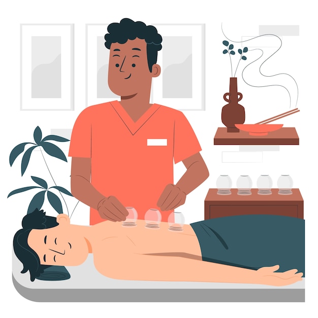 Free Vector cupping therapy concept illustration