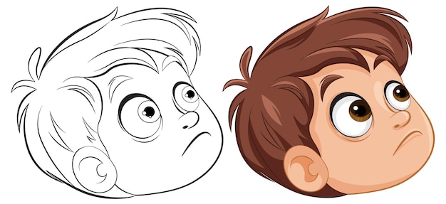 Free Vector curious boys glancing upward illustration