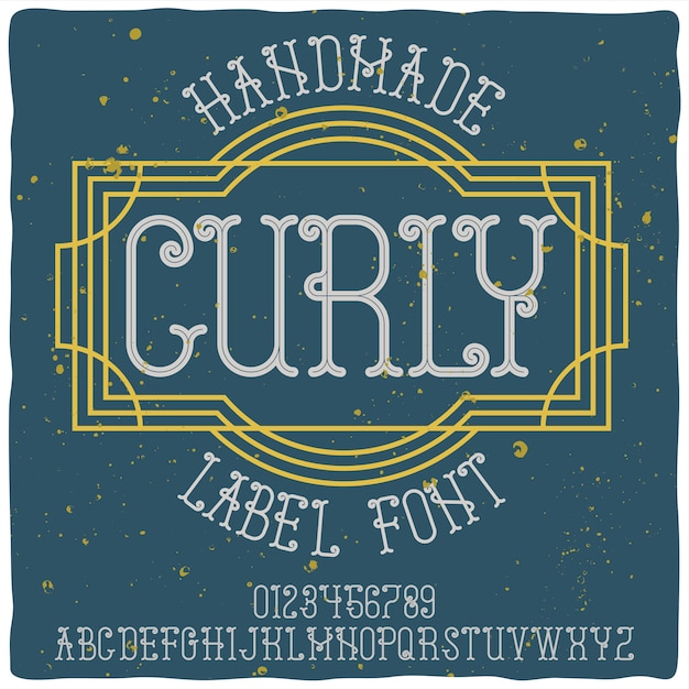 Free Vector curly blue label with typeface