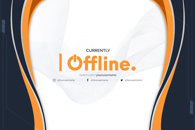 Currently Offline Twitch Banner with Abstract Orange Shapes