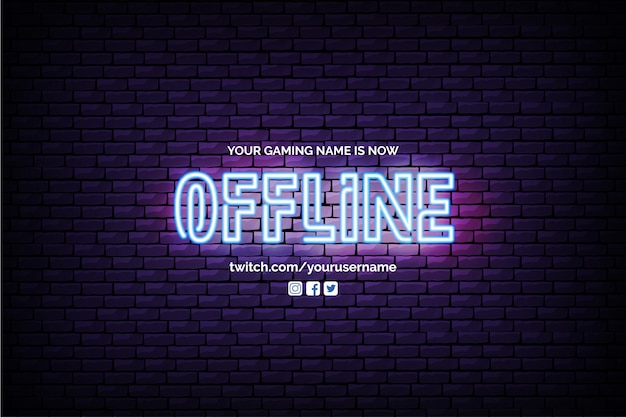 Currently Offline Twitch Banner with Neon Design