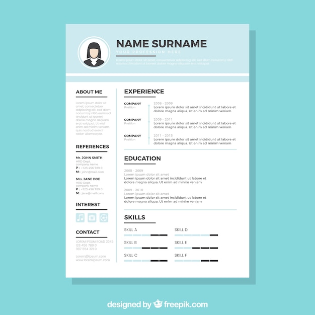 Curriculum template with flat design