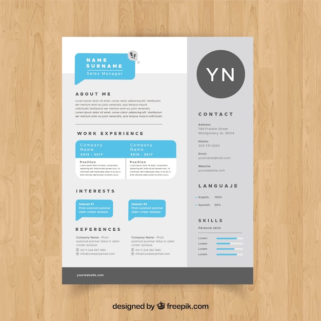 Free Vector curriculum template with flat design