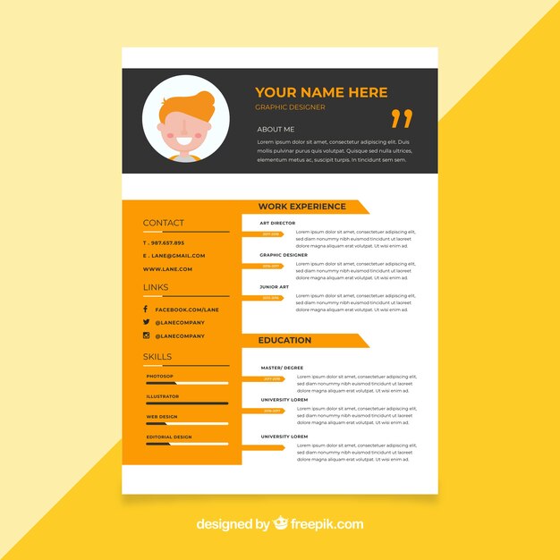 Curriculum template with flat design