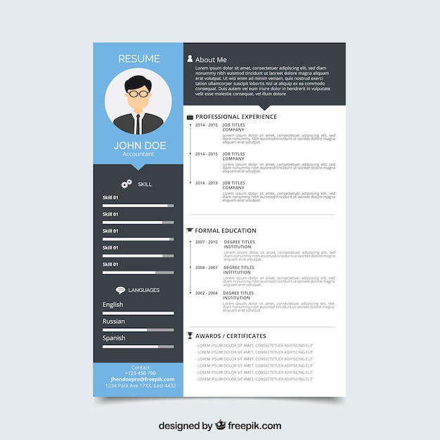 Curriculum template with flat design