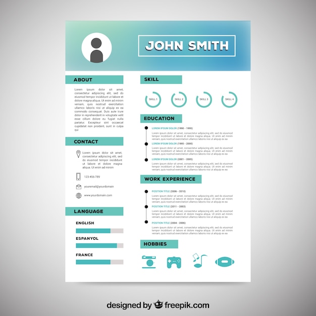 Curriculum template with icons and graphics