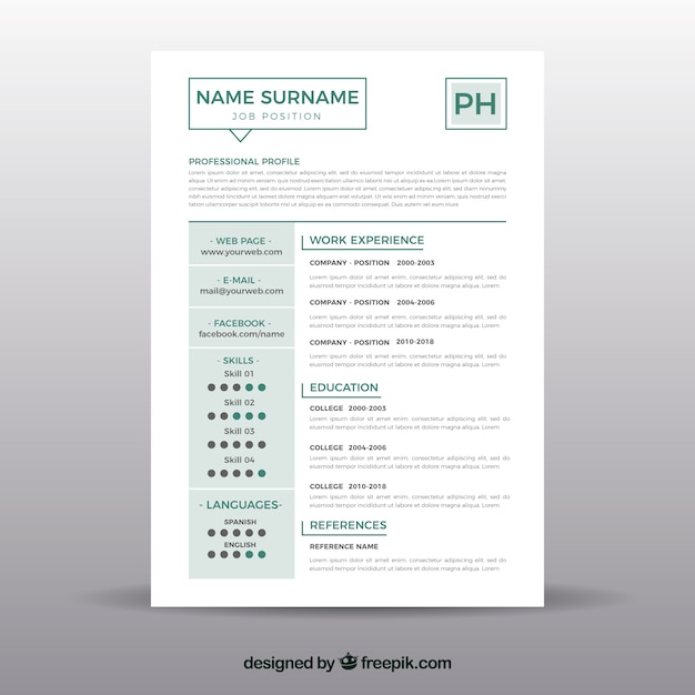 Curriculum template with minimalist style