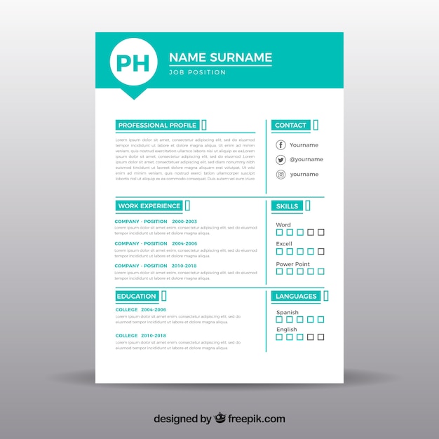 Curriculum template with minimalist style