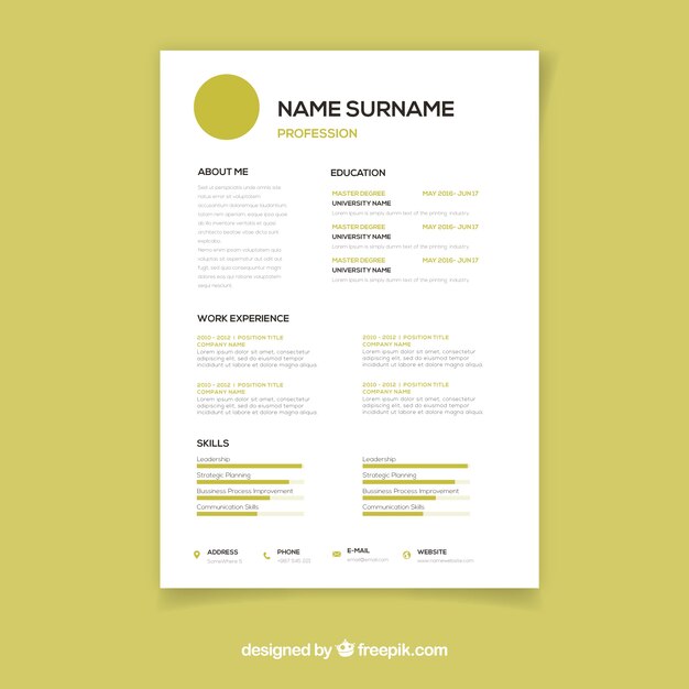 Curriculum template with minimalist style