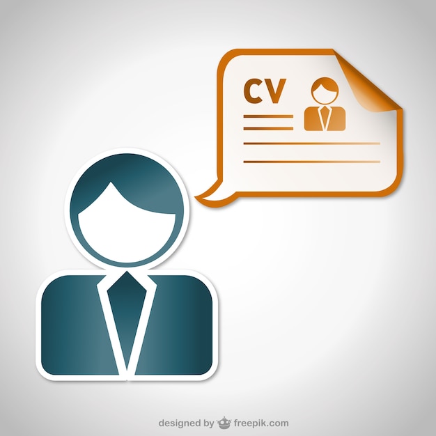 Curriculum vitae sticker and man silhouette