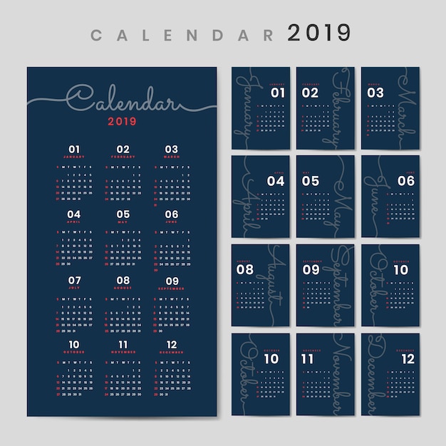 Cursive design calendar mockup