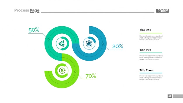 Curved line of chart slide template