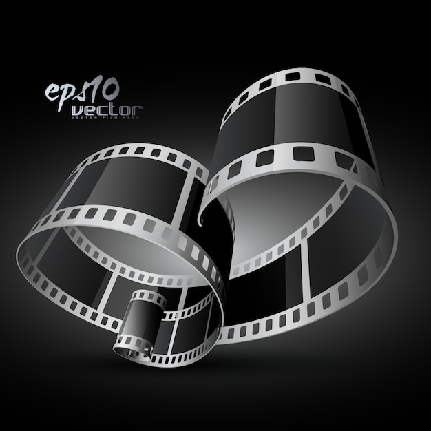 Free Vector curved realistic 3d film reel