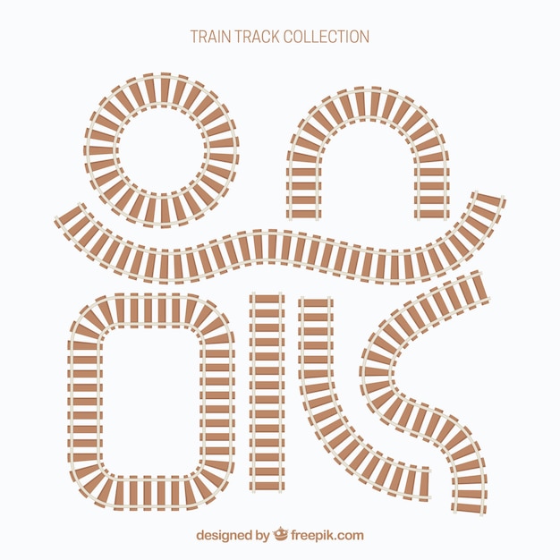 Free vector curved train track collectión