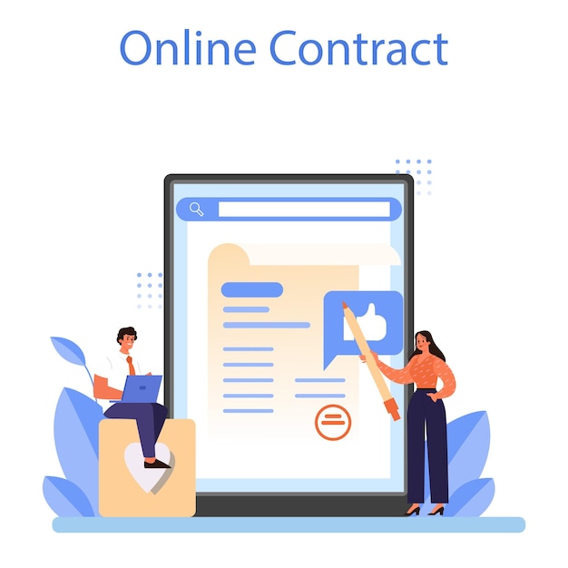 Customer approval online service or platform Marketing program development for client retention and loyalty Online contract Flat vector illustration