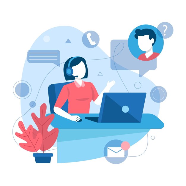 Customer support flat  illustration