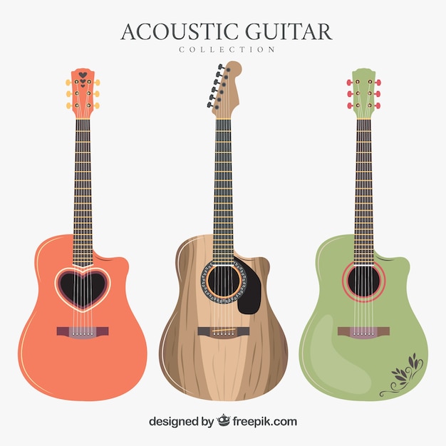 Free Vector cute acoustic guitars