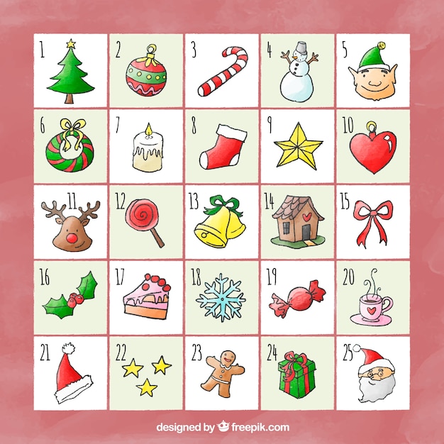 Free Vector cute advent calendar in a pink frame