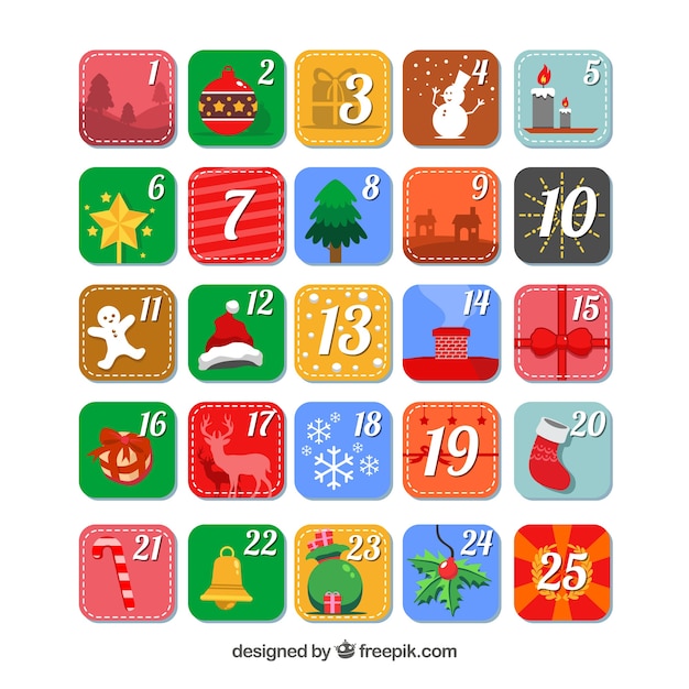 Free vector cute advent calendars