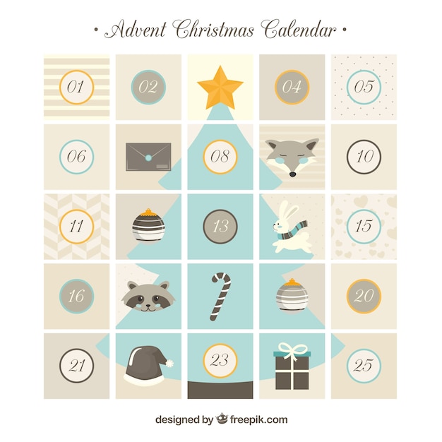 Free Vector cute advent calendars