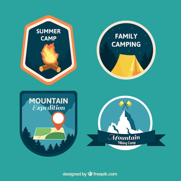 Free Vector cute adventure badges pack