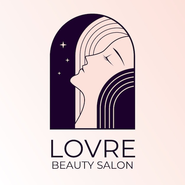 Free Vector cute aesthetic lovre beauty salon logo template