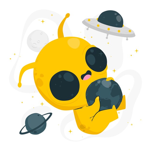 Cute alien concept illustration