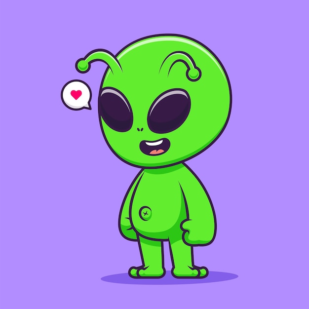 Free vector cute alien standing cartoon vector icon illustration. science technology icon concept isolated flat