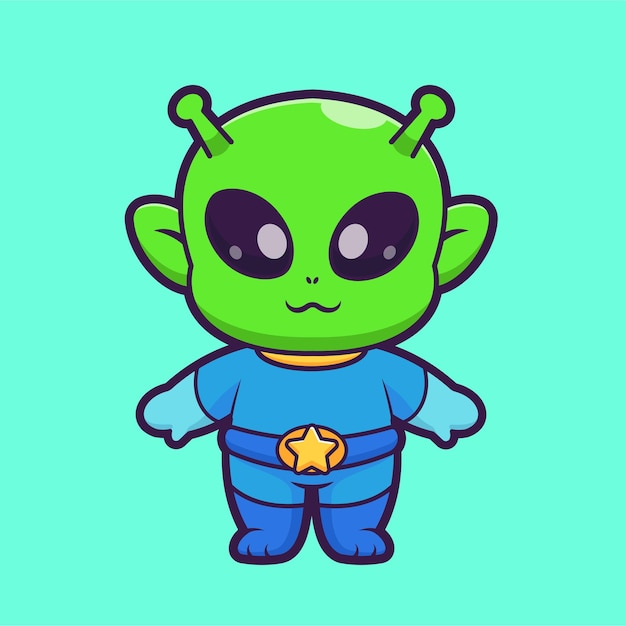 Free vector cute alien standing cartoon vector icon illustration science technology icon isolated flat vector